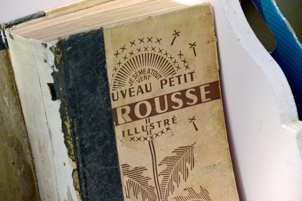 Photo d'un dictionnaire Larousse très usé par son utilisation